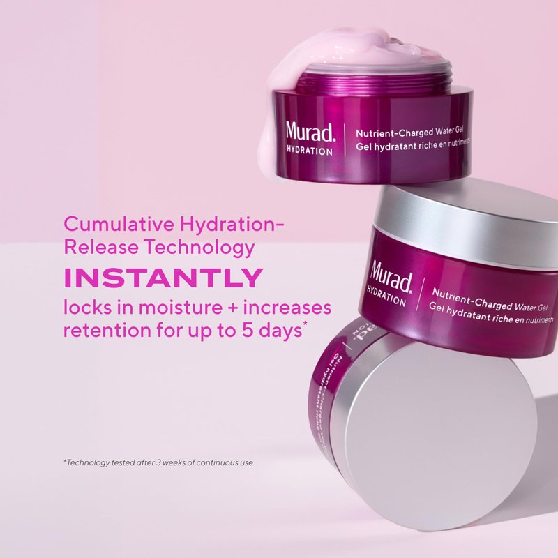 Murad Nutrient-Charged Water Gel – Hydrating Face Moisturizer with Peptides, Vitamins & Minerals for Dry Skin, Long-Lasting Moisture, Plump Skin, Oil-Free, Lightweight, Barrier Repair - 1.7Fl Oz