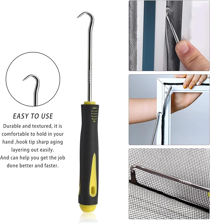 BAYTORY 3Pcs Screen Tool, Window Screen Spline Roller Tool with Wooden Handle and Nylon Bearing Wheels, Mesh Screen Door Repair Kit Durable and Easy to Use