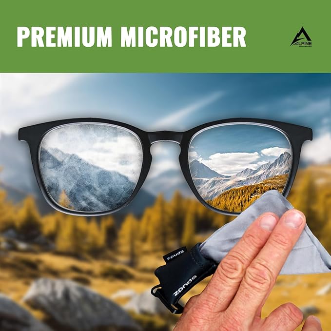 SPUDZ Classic Microfiber Lens Cleaner – Clip-On Pouch, Washable – for Binoculars, Scopes, Glasses, Screens | Classic | Black, 6 x 6 Inch (3-Pack)