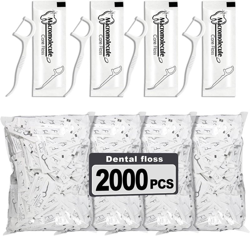 Dental Floss Picks Bulk - Individually Wrapped Travel Flossers for Deep Cleaning | Pack of 2000