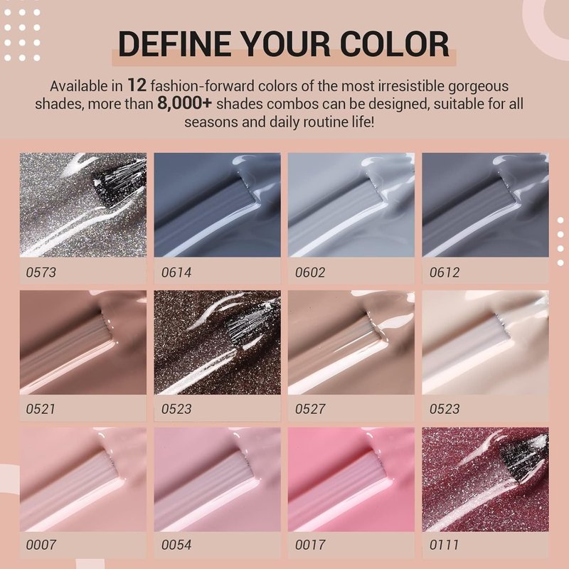Modelones Nail Polish Set - 6 Quick Dry Colors | Milky White, Nude Pink, Iridescent Grey, Pearlescent Finish