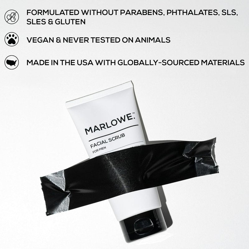 Marlowe. Men's Skin Care Set - Exfoliating Facial Scrub & Hydrating Moisturizer Duo | Vegan Daily Grooming Essentials