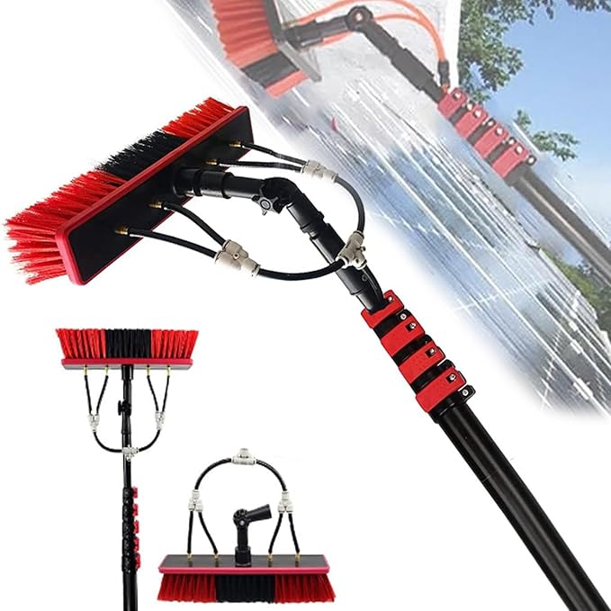 12-36 Foot Window Cleaning Water Fed Poles,Window Cleaning Water Fed Poles Roof Cleaning Tools Solar Panel Cleaning Brush 35m Brush Head Easy to Install Steel Buckle Fastening,7.2m/24FT