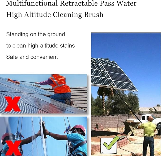 Window Telescopic Cleaning Brush with Extension Pole, Suitable for Cleaner Conservatory Roof Photovoltaic Panel Cleaning Extendable Solar Panel Roof Cleaning Tools,50cmBrush-3.6mRod
