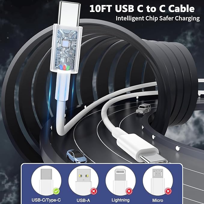 Charger for iPhone 17 16 15,Fast Dual Port USB C Charger Block,Double Type C Apple Wall Power Adapter Plug,10FT Quick USB C to C Charging Cable for iPhone 17/17 ProMax/17 Air/16 Pro/16e/15 Pro/15 Plus