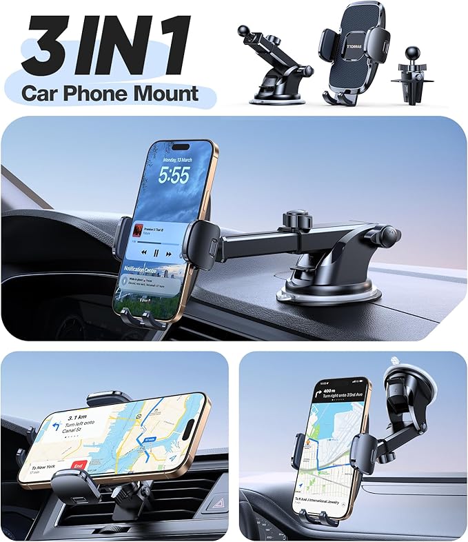 TORRAS【96+LBS Strongest Suction Ultra-Durable Cell Car Phone Holder Mount