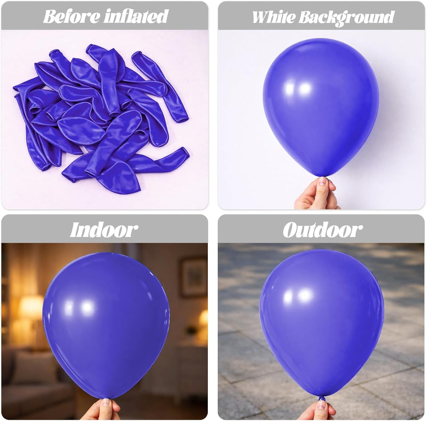 Voircoloria Royal Blue Balloons - 130pcs in Various Sizes for Birthday, Graduation & Baby Showers