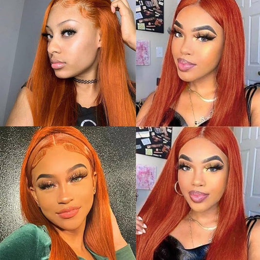 18 20 22 Inch Ginger Bundles Human Hair #350 Orange Straight 3 Bundle Unprocessed Brazilian virgin hair Weave Extensions Double Weft 50 Grams/Bundle Colored Ginger Bundles for Woman