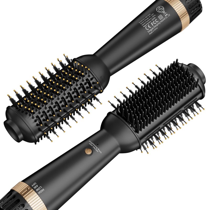 Hair Trends Upgraded 2-in-1 Blow Dryer Brush with Heated Comb, 110-120V Hair Straightener Brush for Black Hair, One-Step Hair Dryer Brush Frizz-Free No Damage