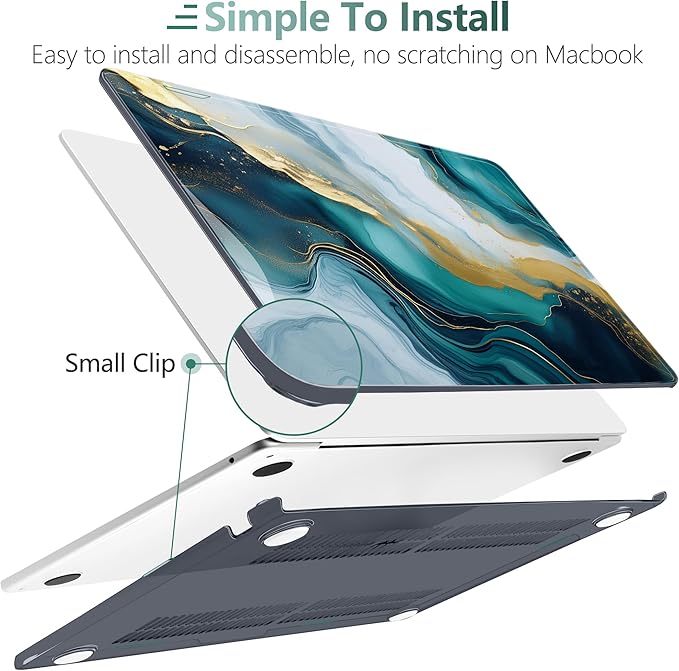 TWOLSKOO for MacBook Air 15 inch Case 2026 2025 2024 2023 Release M5 A3448 M4 A3241 M3 A3114 M2 A2941, Plastic Hard Shell & Screen Protector & Keyboard Cover & Type C Adapter, Graphite Marble