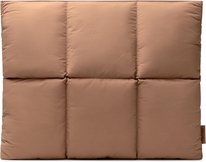 Comfyable Puffy Laptop Sleeve 15 16 Inch, Quilted Puffer Laptop Carrying Case for Women, Pillow Pouch Compatible for MacBook Air M5 & MacBook Pro M5 Pro/Max 2026, Brown