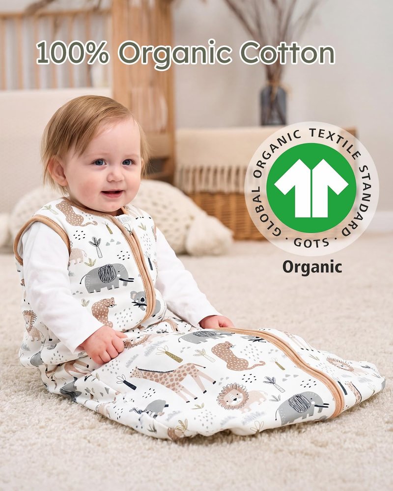 Yoofoss Baby Sleep Sack 0-6 Months, 1.5 Tog Baby Wearable Blanket with 2-Way Zipper, 100% Cotton Organic Fabric Winter Infant Sleeping Sack, Warm Soft Comfy