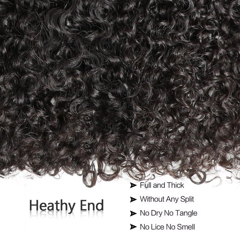 Burmese Curly Human Hair Bundles - Unprocessed 3C4A Raw Hair Extensions | 14 Inch Natural Color Spiral Weft