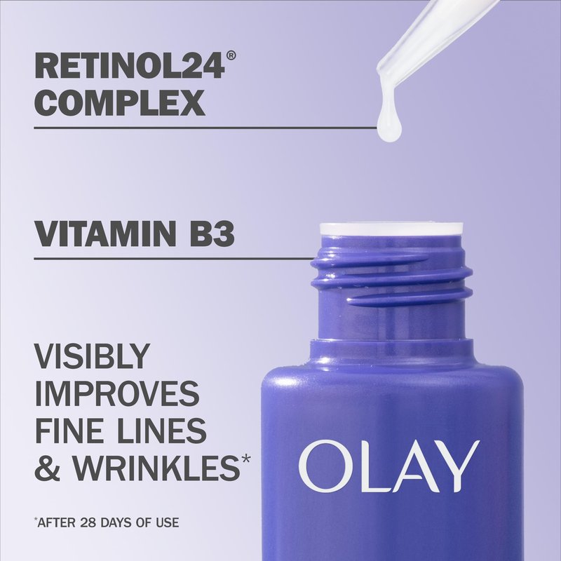 Olay Retinol 24 MAX Night Smoothing Serum, Fragrance – Free, 1.3 Oz