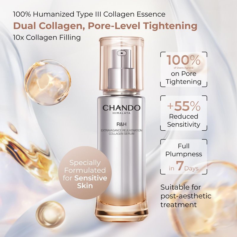 CHANDO Himalaya Extravagance Rejuvenation Collagen Serum (50ml/1.69oz) - Anti Aging Face Moisturizing Essence, Boosts Skin Elasticity and Reduces Fine Wrinkles