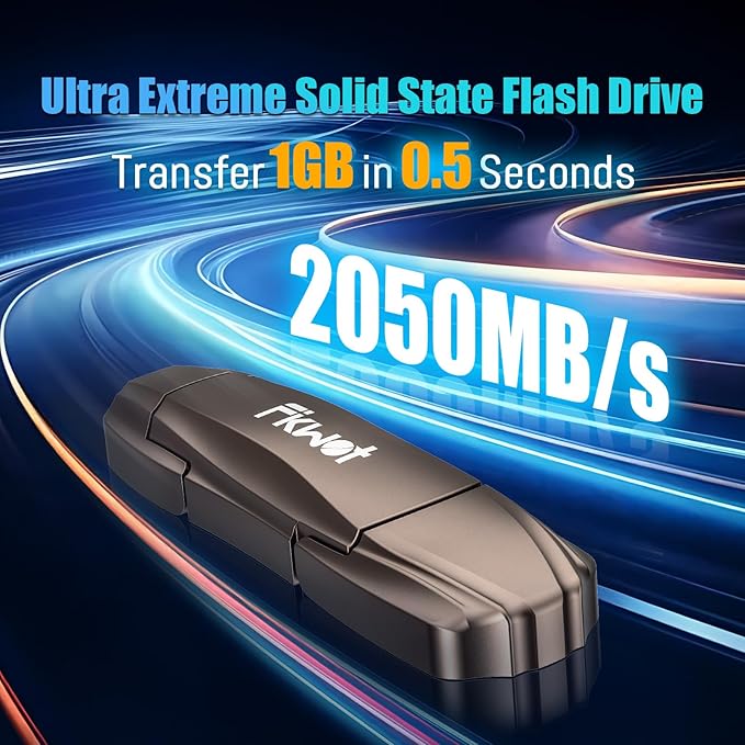 Fikwot External SSD USB Flash Drive 256GB, Up to 2050MB/s 2-in-1 Type C+ USB A USB3.2 Gen2 Solid State Thumb Drive SSD Stick for iPhone 15/16/Android/Windows/Mac/PC/Laptops