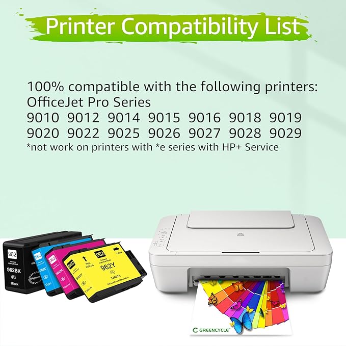 greencycle 962XL Ink Cartridges Combo Pack Replacement for HP 962XL 962 XL High Yield Ink Cartridge Set Work for HP OfficeJet Pro 9010, 9020 Series Printer (1BK/1C/1M/1Y, 4 Pack)
