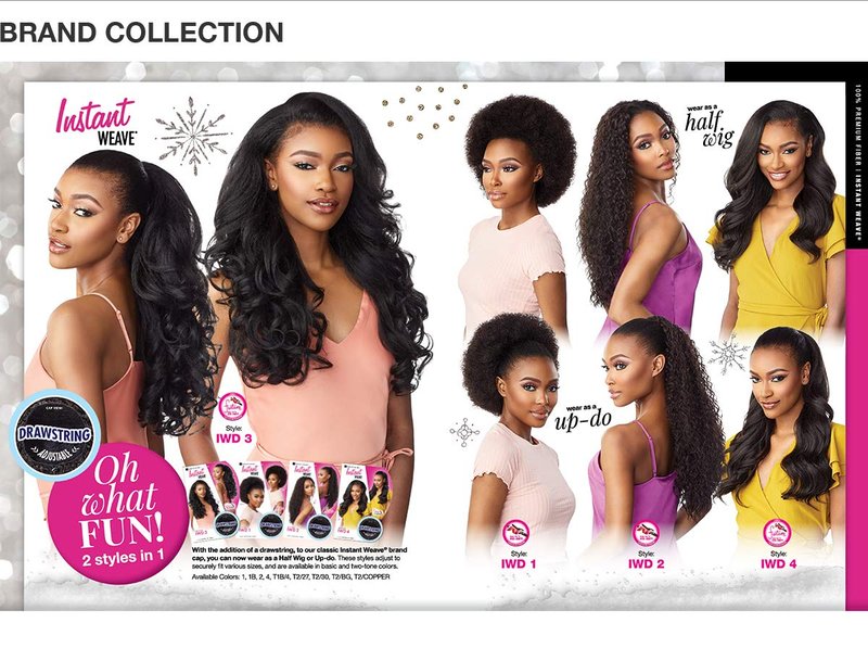 Sensationnel Instant Weave Half Wig - Seamless Synthetic Blend Hairpiece | Adjustable Drawstring (1 Jet Black)