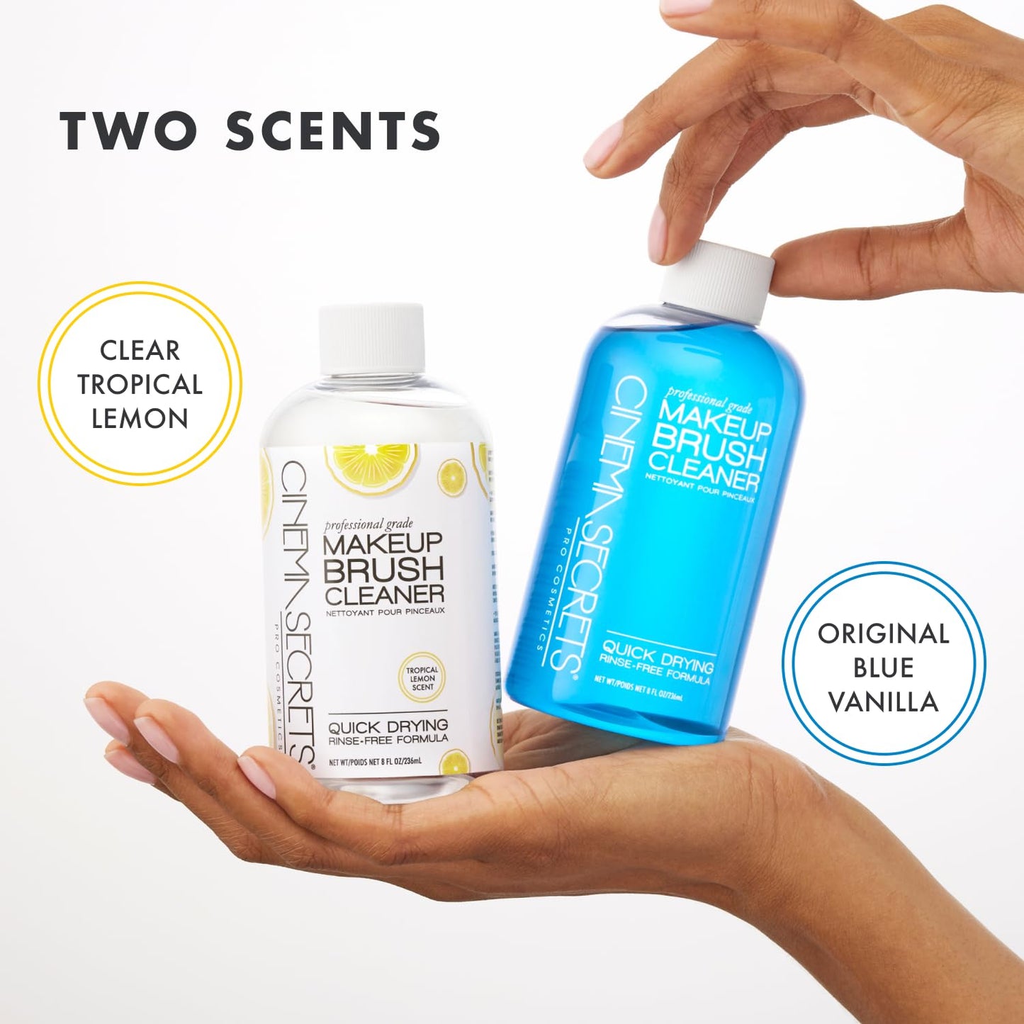 Cinema Secrets Original Makeup Brush Cleaner Solution - Professional Cleanser for Makeup Brushes - Quick-Drying, Rinse-Free Formula - Removes Stubborn Waterproof Make Up - Lemon (8 fl oz)