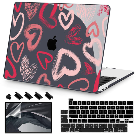 Teryeefi for MacBook Pro 13 inch Case 2025 2024 2022 2021 2019 2018 2017 2016 Release fits Model A2338 M2 M1/A2289/A2251/A2159/A1989/A1706, Design Hard Shell with Keyboard Cover Dust Plug, Heart A002