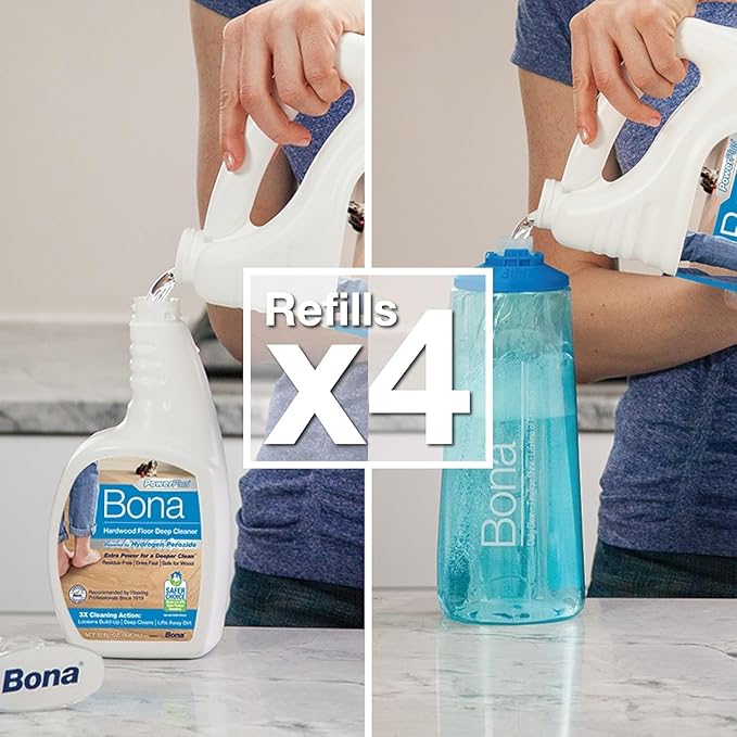Bona PowerPlus Hardwood Floor Deep Cleaner Refill - 128 fl oz - Refill for Bona Spray Mops and Spray Bottles - Residue-Free Floor Cleaning Solution for Wood Floors