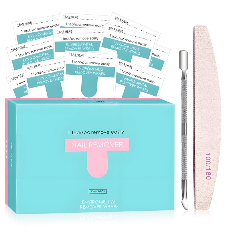 LZXLUKGIR Nail Polish Remover Wipes,200 Pack Individually Nail Polish Remover Pads with Tools,Portable Fingernail Travel Kit,Quickly removedor de gel para uñas for Salon Home
