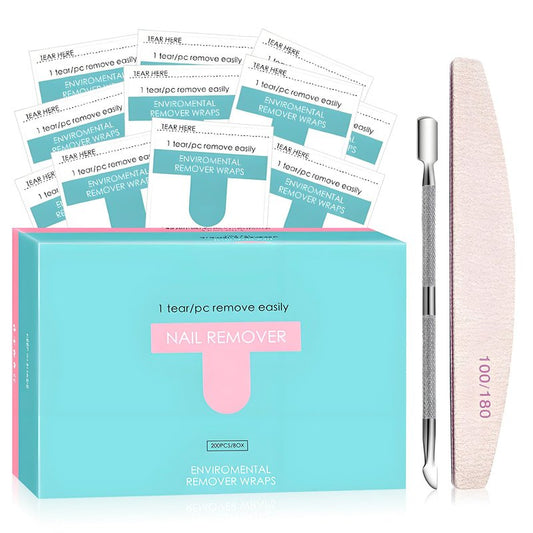 LZXLUKGIR Nail Polish Remover Wipes,200 Pack Individually Nail Polish Remover Pads with Tools,Portable Fingernail Travel Kit,Quickly removedor de gel para uñas for Salon Home