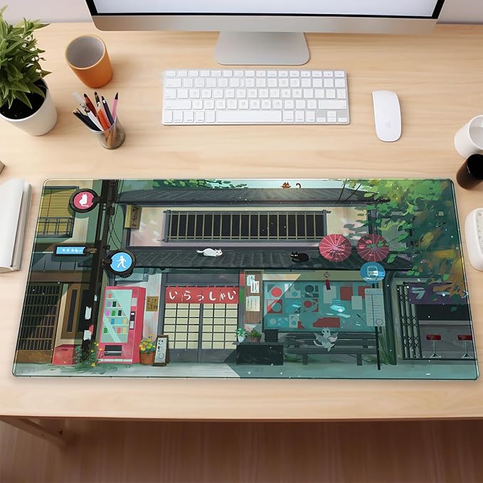 Japanese Anime Desk Mat, Cute Cat XXL Large Gaming Mouse Pad