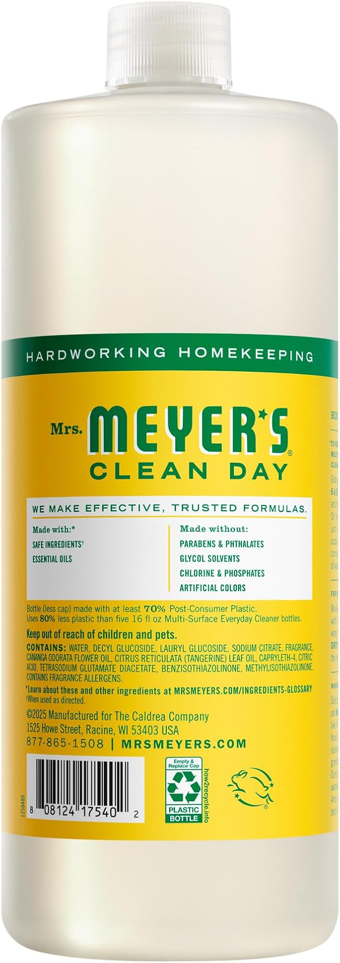 MRS. MEYER'S CLEAN DAY Multi-Surface Cleaner Concentrate, Use to Clean Floors, Tile, Counters, Honeysuckle, 32 Fl. Oz - Pack of 2