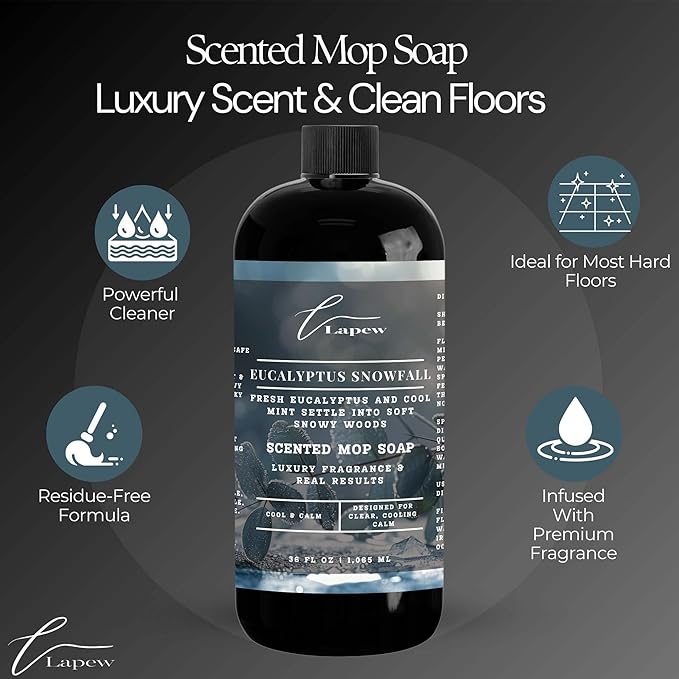 Lapew Eucalyptus Snowfall Bundle – Carpet Deodorizer Powder & Scented Mop Soap Set – Odor Eliminator for Pet-Friendly Homes