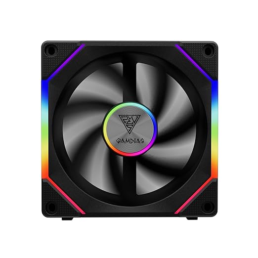 GAMDIAS ARGB Case Fan 120mm x1 & Reverse Blade x1, ARGB Motherboards Sync, Hassle-Free Cable Management with Cabless Daisy Chain Design, Quiet & 75CFM Airflow with 2400 RPM PWM RGB PC Fan, Aeolus P2