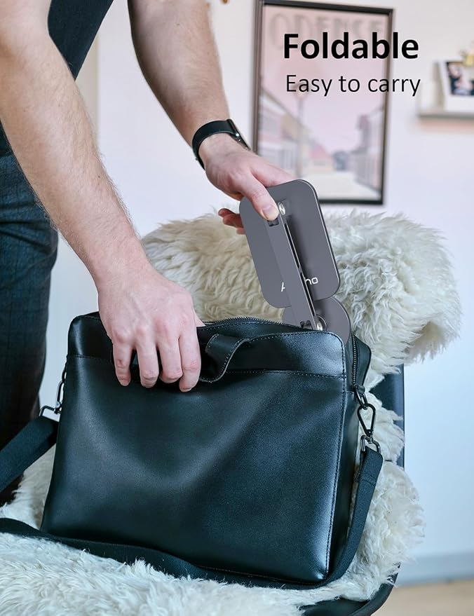 Aoviho Magnetic Phone Stand for MagSafe Adjustable - Aluminum Portable Phone Holder for Desk with 360° Rotating Head Compatible with iPhone 16/15/14/13/12 Pro Max and Magnetic Phone Case, Grey
