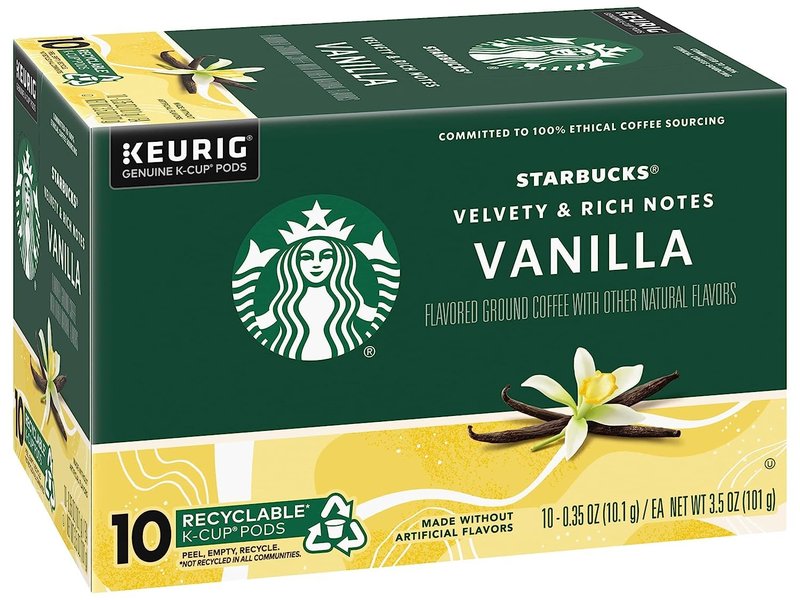 Starbucks Flavored Coffee K-Cup Pods, Vanilla Flavored Coffee, Made without Artificial Flavors, Keurig Genuine K-Cup Pods, 10 CT K-Cups/Box (Pack of 4 Boxes)
