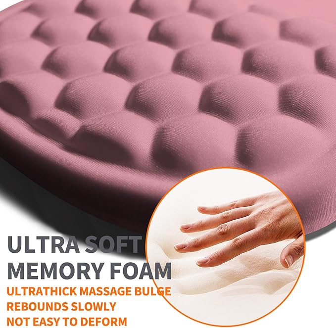 Armanza Ergonomic Joint Wrist Support Mouse Pad with Memory Foam Cushion Massage Bump, Carpal Tunnel Pain Relief Mousepad Slope Design for Wrist Rest, 11.8x7.9 in, RosyBrown