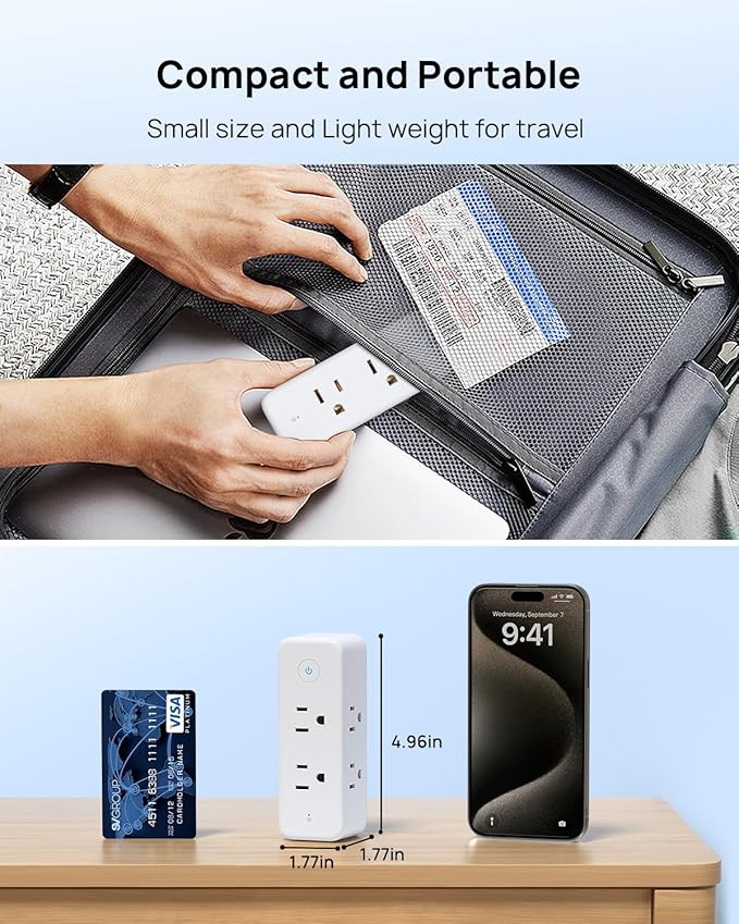TROND Outlet Extender with 360° Rotating Plug, 6 AC Outlet Splitter with On/Off Switch, Multi Plug Adapter with PD 20W USB C, 2 USB-A & 2 USB-C, 3 Way Wall Extension Outlet for Home Office Travel