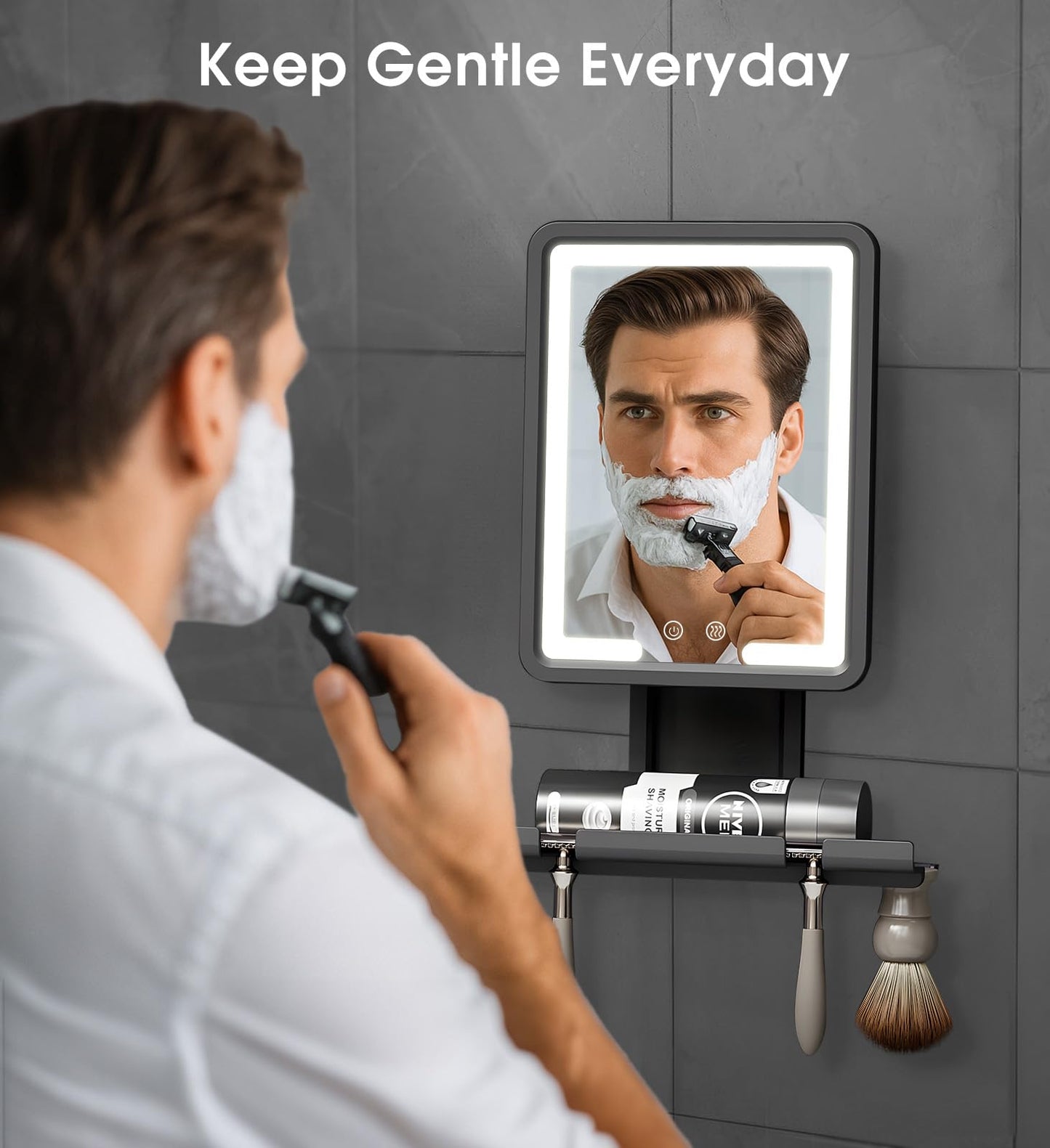 Quick Clear Shower Mirror Fogless for Shaving with Light - Electric Heated Shaving Mirror, No Water Needed, Rechargeable Anti Fog Bathroom Mirror, Dual Mount Installation, IPX4 Waterproof