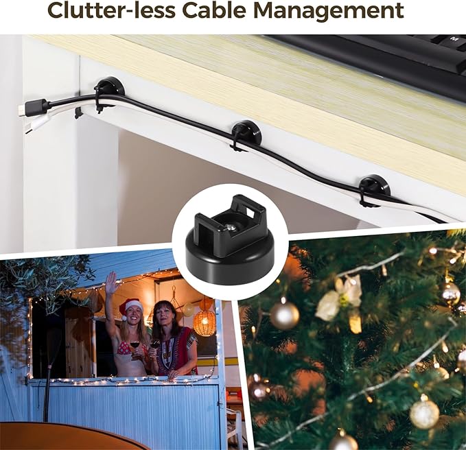 Magnetic Zip Tie Mounts 20mm, 15 Pack Cable Tie Mount Bases with 50 Zip Ties, Heavy Duty Cable Clips for Wire Management, Magnet Cord Holder Organizer for Desk, PC, Home Office