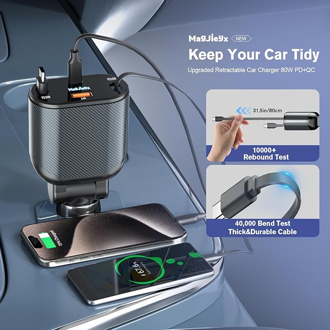 MAGJIEYX Magnetic Car Charger Mount for Fast Wireless Charging for iPhone16/15/14/13/Pro Max Plus Vent&Dashboard Strong Magnets Phone Holder Deep Gray