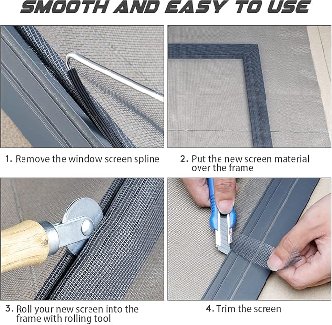 Lengtimo Fiberglass Screen Repair Kit, Black, 48" x 110", Easy to Install, Up to 5 Years Lifespan, Wide Application