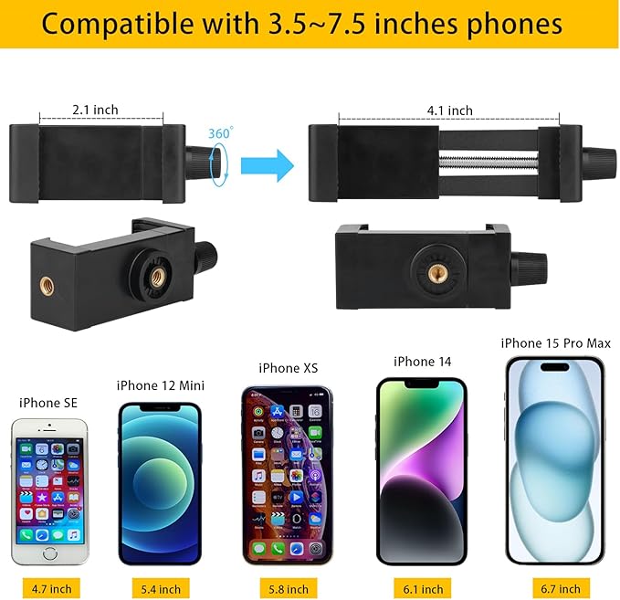 Mippko Portable Flexible Cell Phone Holder Stand for Treadmill/Stroller/Elliptical/Car/Bike/Shopping Cart,Compatible with 3.5~7.5" iPhone/Smartphone, 27.5 inch/70cm Long Arm for Cellphone