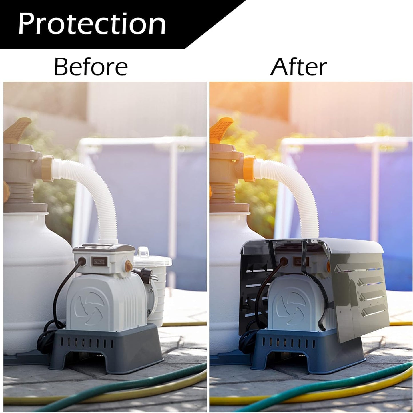 RunNico Pool Pump Covers - 2 Pack Adjustable ABS Motor Covers for Above Ground Protection