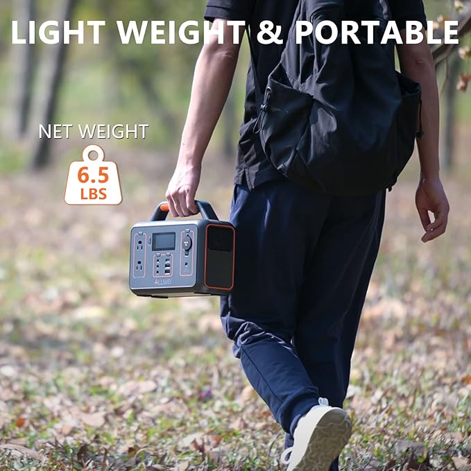 ALLWEI Portable Power Station 300W, 256Wh Solar Generator with 110V Pure Sine Wave AC Outlet,6 Output Ports,Backup LiFePO4 Battery Generator for Camping Outdoor Emergency Home (Solar Panel Optional)
