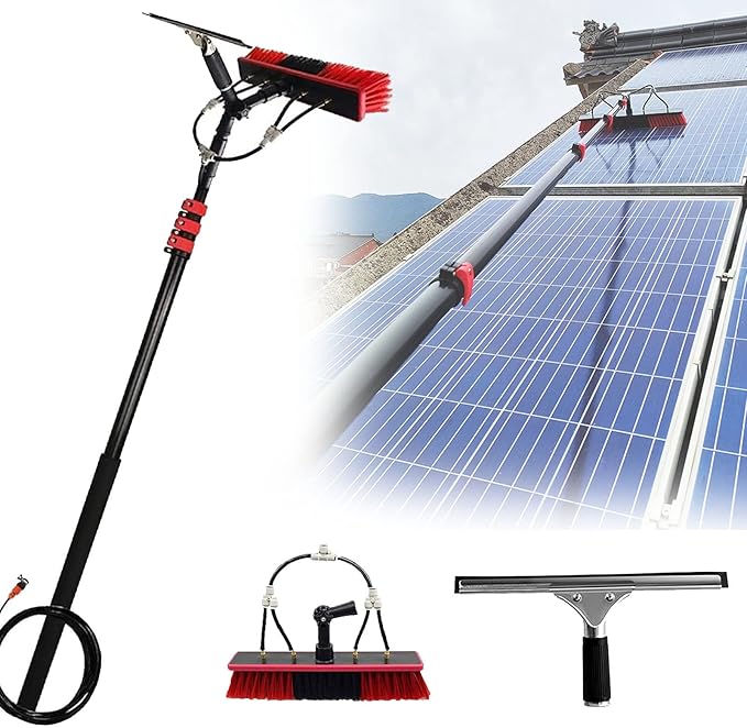 Window Cleaning Pole, Water Fed Telescopic Window Cleaning Brush, Extendable Cleaner Roof Cleaning Tools Window Cleaner Kit for Photovoltaic Panel, Trucks, Bus, Cars,10.8m