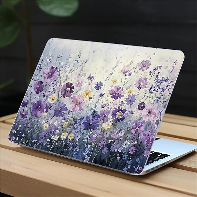 COTAIL Compatible with MacBook Air 13.3 13.6 Inch Case 2022 2021 2020 2019 Plastic Hard Shell Case Cover,13.6 Air (A2681) M2 2022, Purple Wildflowers