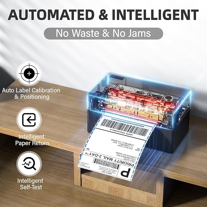 PEDOOLO Label Printer, 4x6 Shipping Label Thermal Printer for Packages, Bluetooth Conection and Compatible with Android, iPhone, Windows, Mac, Chromebook, Amazon, UPS, USPS, FedEx, Shopify