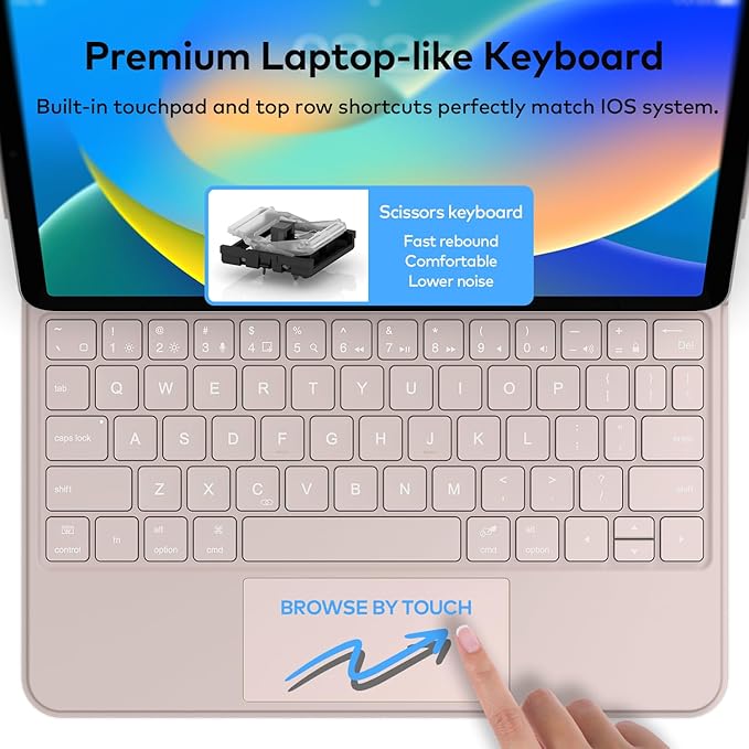 runelk Keyboard Case for iPad 10th Generation 2022 & 11th (A16, 2025) – Magic-Style Keyboard with Multi-Touch Trackpad – Floating Cantilever Stand – Magnetic Case for iPad 10.9 inch 10th / 11th Gen.