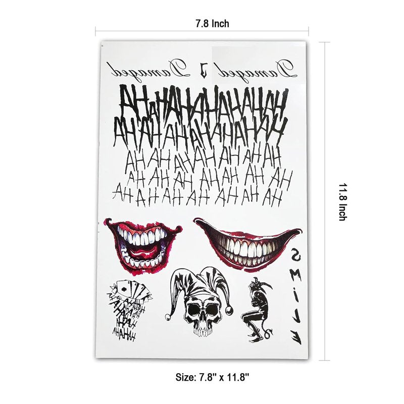 Temporary Tattoo Stickers for Women & Men | 3 Sheets for Halloween Costume & Cosplay