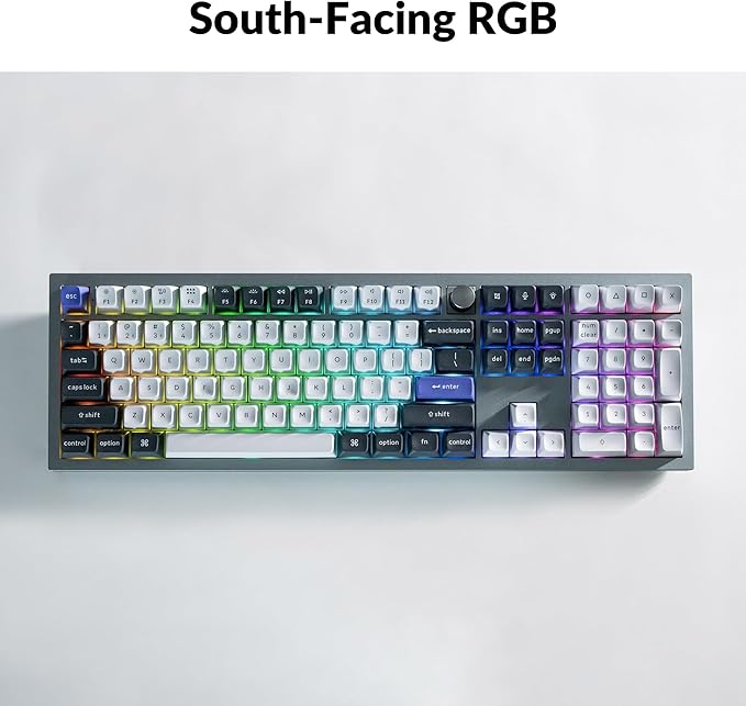 Keychron Q6 Pro Full Aluminum RGB Wireless Bluetooth Custom Mechanical Keyboard, Full-Size QMK/VIA Programmable Knob KSA Double-Shot PBT Keycap Hot-Swappable Red Switch, Mac Windows Linux - Grey