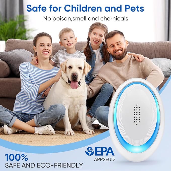 2025 Upgraded Ultrasonic Pest Repeller Indoor Ultrasonic Repellent, Mouse Repellent for Roach, Rodent, Mouse, Mosquito, Mice, Spider, Ant, Bugs Electronic Plug-in Pest Control 6 Pack (Bright White)