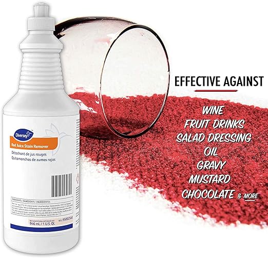 Diversey 95002540 Red Juice Stain Remover, Removes Wine, Fruit Punch, Soft Drinks, Grease, Mustard & More from Carpet, Ready-to-Use, 32-Ounce